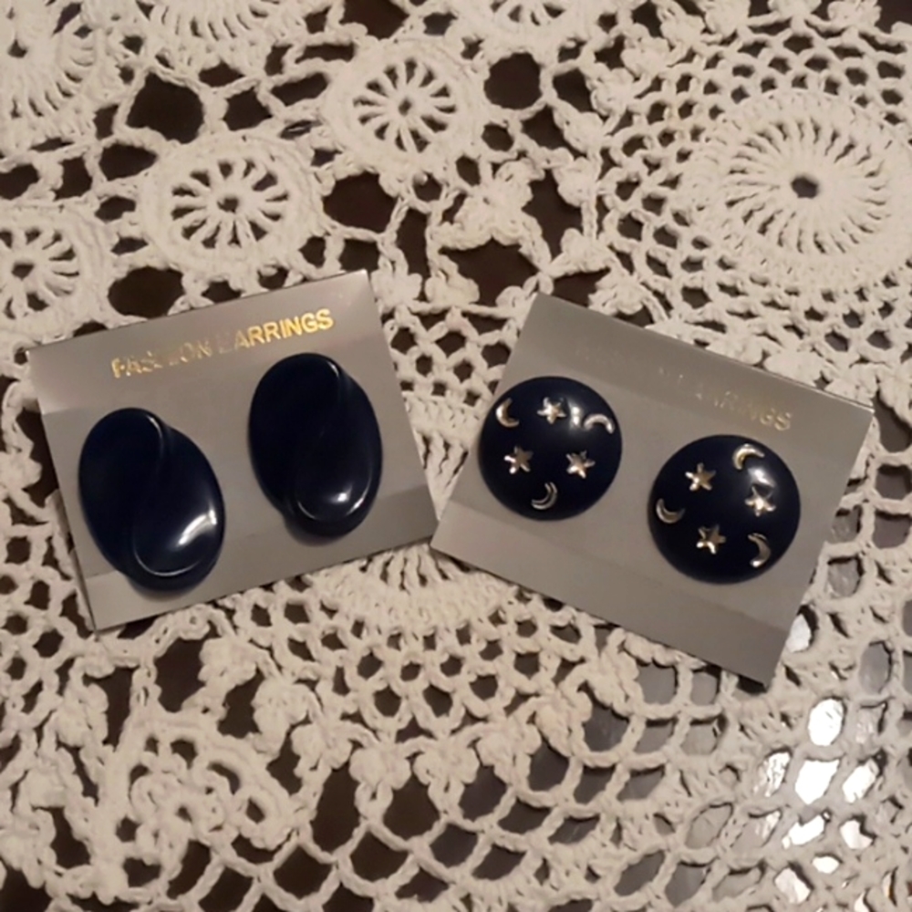 Dark/Navy Blue Fashion Earrings (Set of 2)